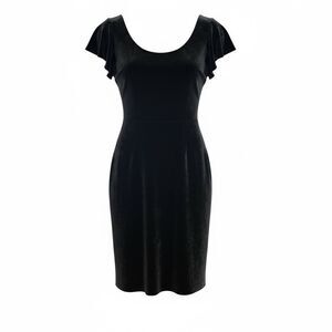 London Times Velvet Ruffle Sleeve Dress